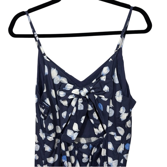 Scoop NYC Blue and White Bow Back Midi Dress - Picture 5 of 13